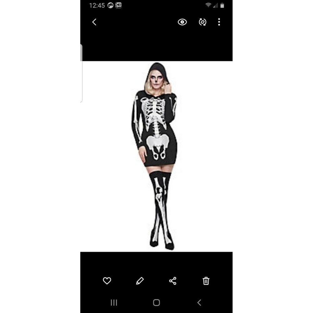 SEXY SKELETON WOMAN & THIGH HIGHS COSTUME COSPLAY WOMENS BRAND NWT Medium